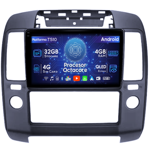 Pathfinder R51 (2004-2012) - Navigatie dedicata Nissan Pathfinder 2004-2012, 4GB RAM 32GB ROM, Octacore, Android 14, Display QLED 1K 9", DSP, Carplay&Android Auto, SIM 4G, Bluetooth, Ventilator Activ
