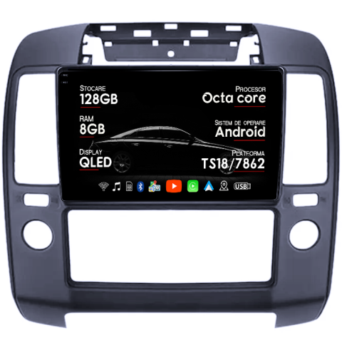 Navigatii Dedicate - Navigatie dedicata Nissan Pathfinder 2004-2012, 8GB RAM 128GB ROM, Octacore, Platforma TS18, Android 14, Display QLED 9", Suporta camera 360", DSP, Carplay&Android Auto, SIM 4G, Ventilator Activ