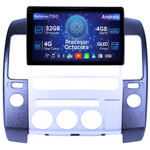 Pathfinder R51 (2004-2012) - Navigatie dedicata Nissan Pathfinder P51, 4 GB RAM 32 ROM, Android 13, Display QLED  9", DSP, Carplay, Android Auto, SIM 4G, Bluetooth