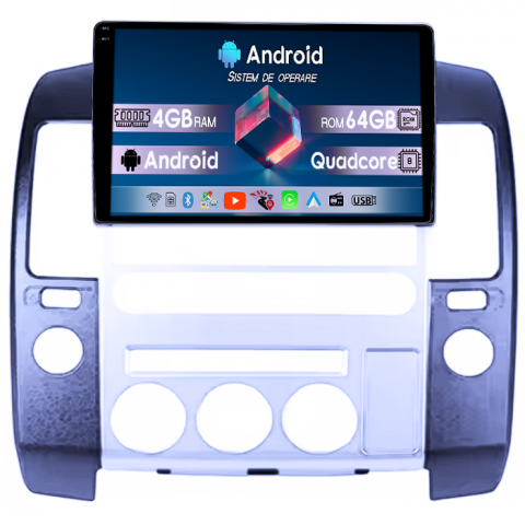 Pathfinder R51 (2004-2012) - Navigatie dedicata Nissan Pathfinder P51, 4GB RAM 64GB ROM, Quad Core, Display 9" QLED 1K, Carplay, Android 14,Suport Camere AHD