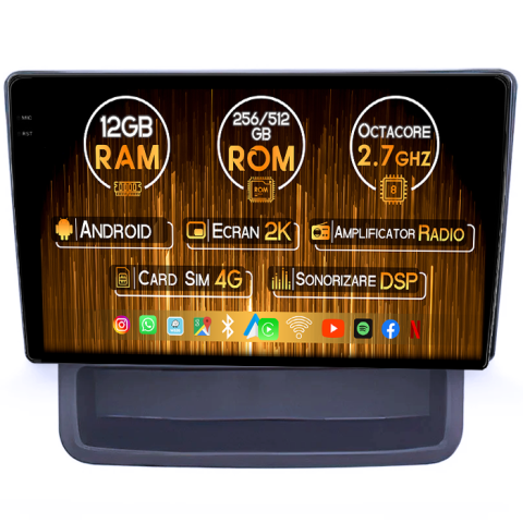Primastar 2001-2014 - Navigatie dedicata Nissan Primastar 2001-2014, 12GB RAM 256GB ROM, Android 14, Rezolutie 2K, Display QLED, 9", DSP, Carplay, Android Auto, Internet, Youtube, Waze, Wi Fi, USB