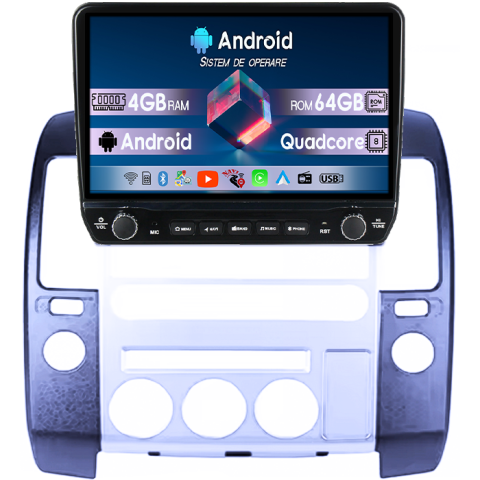 Navigatii Dedicate - Navigatie dedicata Nissan Pathfinder R51 Tesla cu butoane rotative model 2024, 4GB RAM 64GB ROM, Procesor Quadcore, Android 14, Display QLED 10", DSP, Carplay&Android Auto