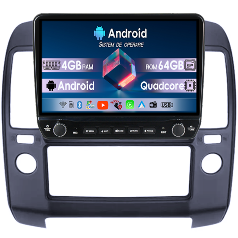 Pathfinder R51 (2004-2012) - Navigatie dedicata Nissan Pathfinder 2004-2012 Tesla cu butoane rotative model 2024, 4GB RAM 64GB ROM, Procesor Quadcore, Android 14, Display QLED 10", DSP, Carplay&Android Auto