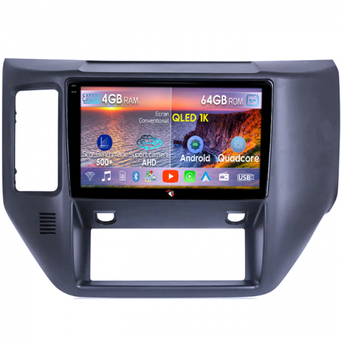 Patrol 2004-2021 - Navigatie dedicata Nissan Patrol 2004-2021, 4GB RAM 64GB ROM, Octacore, Android 14, Display QLED 1K 9", Carplay&Android Auto, SIM 4G, Ventilator Activ