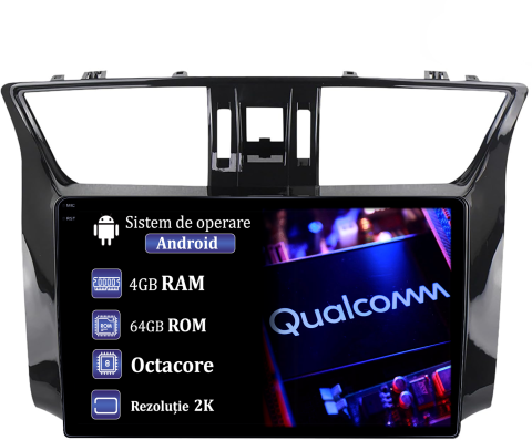 Navigatii Dedicate - Navigatie dedicata Nissan Sylphy 2003-2012, 4GB RAM 64GB ROM, Procesor Qualcomm Octacore, Android 14, Rezolutie 2K, Display QLED 9", DSP, Carplay&Android Auto, SIM