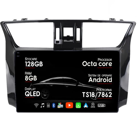 Navigatii Dedicate - Navigatie dedicata Nissan Sylphy 2003-2012, 8GB RAM 128GB ROM, Octacore, Platforma TS18, Android 14, Display QLED 9", Suporta camera 360", DSP, Carplay&AndroidAuto