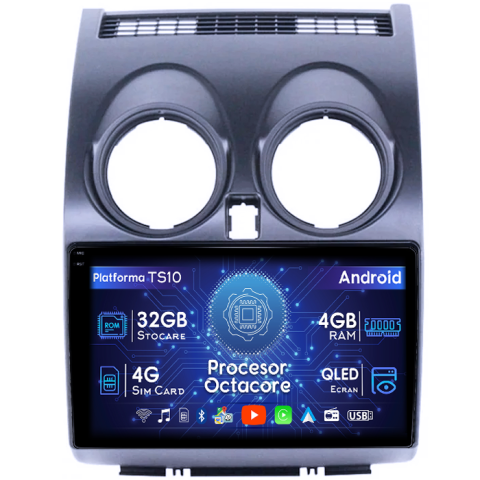 Qashqai 2006-2013 - Navigatie dedicata Nissan Qashqai 2006-2013, 4GB RAM 32GB ROM, Octacore, Android 14, Display QLED 1K 9", DSP, Carplay&Android Auto, SIM 4G, Bluetooth, Ventilator Activ