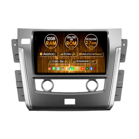 Navigatii Dedicate - Navigatie dedicata Nissan Patrol 2010- 2020, 12GB RAM 256GB ROM, Android 14, Rezolutie 2K, Display QLED, 9", DSP, Carplay, Android Auto, Internet, Youtube, Waze, Wi Fi, USB
