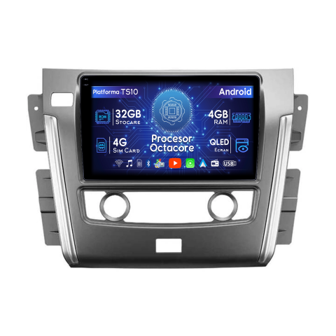Patrol 2010 - 2020 - Navigatie dedicata Nissan Patrol 2010- 2020, 4GB RAM 32GB ROM, Octacore, Android 14, Display QLED  9", DSP, Carplay&Android Auto, SIM 4G, Bluetooth, Ventilator Activ
