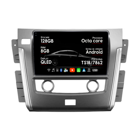 Navigatii Dedicate - Navigatie dedicata Nissan Patrol 2010- 2020, 8GB RAM 128GB ROM, Octacore, Platforma TS18, Android 14, Display QLED 9", Suporta camera 360", DSP, Carplay&AndroidAuto