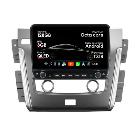 Navigatii Dedicate - Navigatie dedicata Nissan Patrol 2010- 2020 Tesla Cu Butoane Rotative Model 2024, ANDROID 13, 10 inch , 8+128GB, Internet, Aplicatii, Waze, GPS