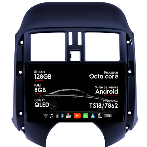 Navigatii Dedicate - Navigatie dedicata Nissan Sunny 2011, 8GB RAM 128GB ROM, Octacore, Platforma TS18, Android 14, Display QLED 9", Suporta camera 360", DSP, Carplay&Android Auto, SIM 4G, Ventilator Activ