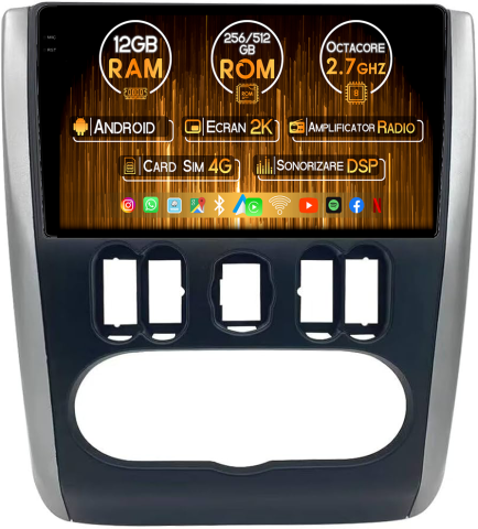 Navigatii Dedicate - Navigatie dedicata Nissan Almera G15 2012-2019, 12GB RAM 256GB ROM, Android 14, Rezolutie 2K, Display QLED, 9", DSP, Carplay, Android Auto, Internet, Youtube, Waze, Wi Fi, USB