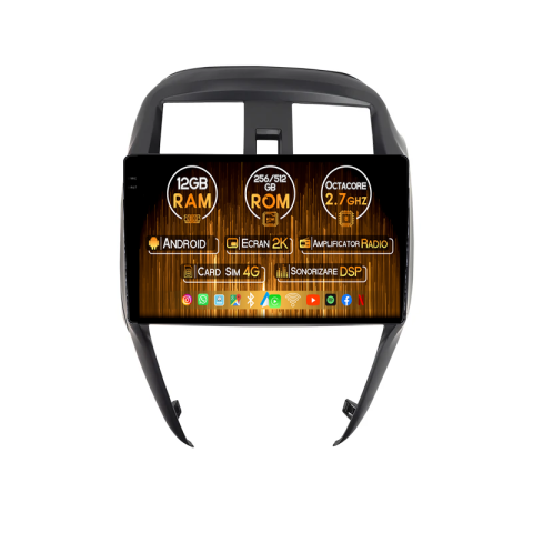 Navigatii Dedicate - Navigatie dedicata Nissan Sunny 2016-2019, 12GB RAM 256GB ROM, Android 14, Rezolutie 2K, Display QLED, 9", DSP, Carplay, Android Auto, Internet, Youtube, Waze, Wi Fi, USB