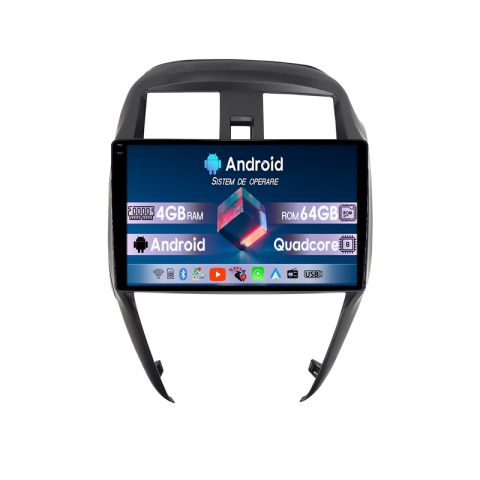 Sunny 2016-2019 - Navigatie dedicata Nissan Sunny 2016-2019, 4GB RAM 64GB ROM, Quadcore, Android 14, Display QLED  9", DSP, Carplay&Android Auto, Suport camere AHD