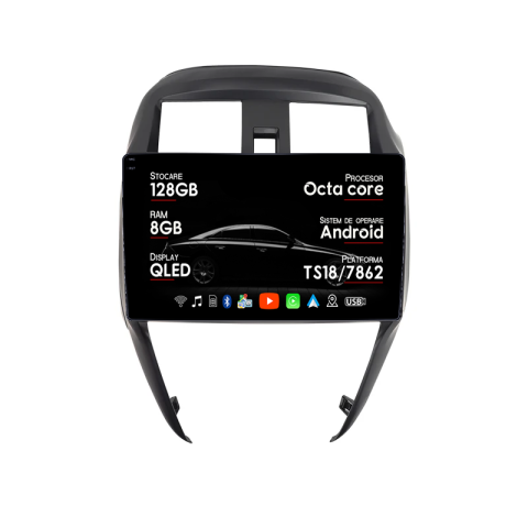 Sunny 2016-2019 - Navigatie dedicata Nissan Sunny 2016-2019, 8GB RAM 128GB ROM, Octacore, Platforma TS18, Android 14, Display QLED 9", Suporta camera 360", DSP, Carplay&AndroidAuto