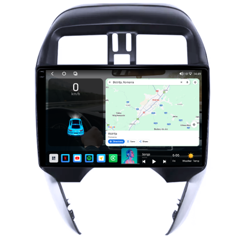Navigatie dedicata Nissan Sunny 2019, 4GB RAM 32GB ROM, Octacore, Android 14, Display QLED 1K 10", DSP, Carplay&Android Auto, SIM 4G, Bluetooth, Ventilator Activ [1]