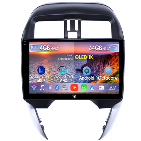 Nissan - Navigatie dedicata Nissan Sunny 2019, 4GB RAM 64GB ROM, Octacore, Android 14, Display QLED 9", DSP, Carplay&Android Auto, SIM 4G, Ventilator Activ