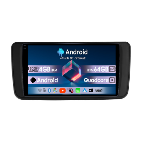 Leaf 2017-2024 - Navigatie dedicata Nissan Leaf 2017-2024, 4GB RAM 64GB ROM, Quadcore, Android 14, Display QLED  9", DSP, Carplay&Android Auto, Suport camere AHD