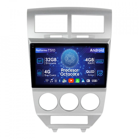 Dodge Caliber 2007-2014 - Navigatie dedicata Dodge Caliber 2007-2014, 4GB RAM 32GB ROM, Octacore, Android 14, Display QLED  9", DSP, Carplay&Android Auto, SIM 4G, Bluetooth, Ventilator Activ