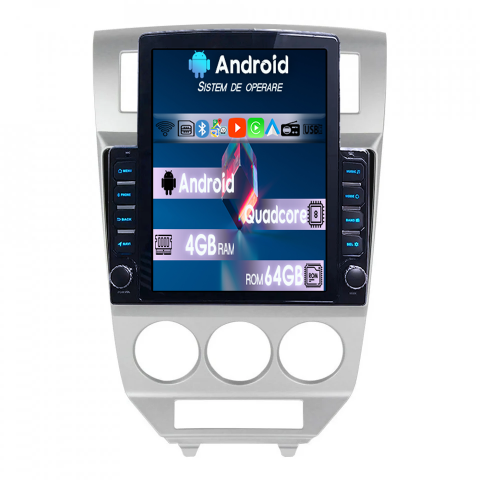 Dodge Caliber 2007-2014 - Navigatie dedicata Dodge Caliber 2007-2014 Tesla Style, 4GB RAM 64GB ROM, Procesor Quadcore, Android 14, Display QLED 9.7", DSP, Carplay&Android Auto