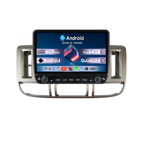 X-Trail 2000-2007 - Navigatie dedicata Nissan X-Trail 2001-2006 Tesla Cu Butoane Rotative Model 2024, 4GB RAM 64GB ROM, Procesor Quadcore, Android 14, Display QLED 10", DSP, Carplay&AndroidAuto