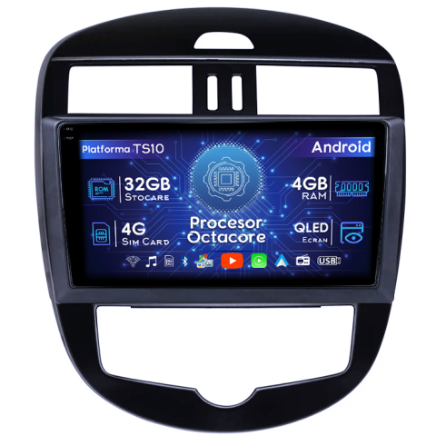 Tiida 2011-2015 - Navigatie dedicata Nissan Tiida 2011-2015, 4GB RAM 32GB ROM, Octacore, Android 14, Display QLED 1K 9", DSP, Carplay&Android Auto, SIM 4G, Bluetooth, Ventilator Activ