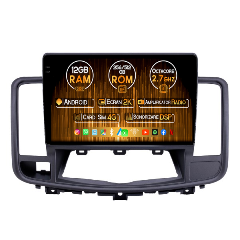 Navigatii Dedicate - Navigatie dedicata Nissan Teana 2009-2013, 12GB RAM 256GB ROM, Android 14, Rezolutie 2K, Display QLED, 9", DSP, Carplay, Android Auto, Internet, Youtube, Waze, Wi Fi, USB