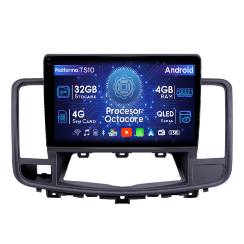 Teana 2 2009-2013 - Navigatie dedicata Nissan Teana 2009-2013, 4GB RAM 32GB ROM, Octacore, Android 14, Display QLED  9", DSP, Carplay&Android Auto, SIM 4G, Bluetooth, Ventilator Activ