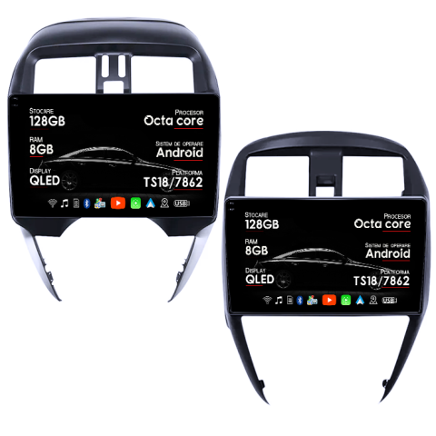 Navigatii Dedicate - Navigatie dedicata Nissan Versa 2014-2020, 8GB RAM 128GB ROM, Octacore, Platforma TS18, Android 14, Display QLED 9", Suporta camera 360", DSP, Carplay&Android Auto, SIM 4G, Ventilator Activ