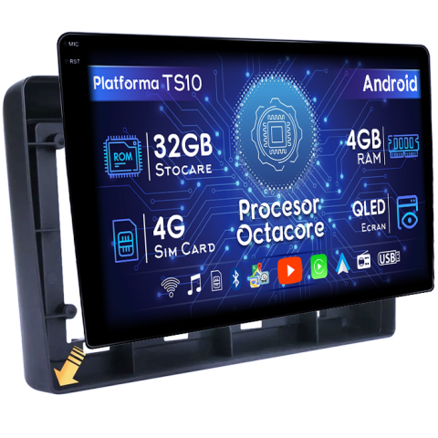 X-Trail 2000-2007 - Navigatie dedicata Nissan X-Trail 2000-2007, 4GB RAM 32GB ROM, Octacore, Android 14, Display QLED 1K 10", DSP, Carplay&Android Auto, SIM 4G, Bluetooth, Ventilator Activ