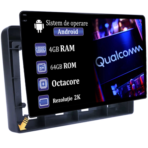 X-Trail 2000-2007 - Navigatie dedicata Nissan X-Trail 2000-2007, 4GB RAM 64GB ROM, Procesor Qualcomm Octacore, Android 14, Rezolutie 2K, Display QLED 9", DSP, Carplay&Android Auto, SIM 4G