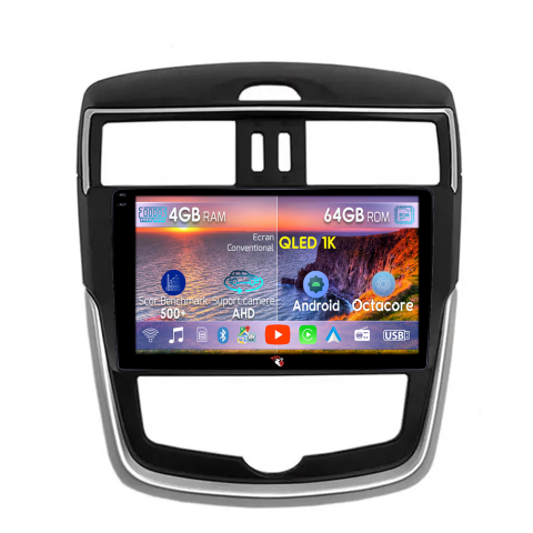 Tiida 2016-2020 - Navigatie dedicata Nissan Tiida 2016-2020, 4GB RAM 64GB ROM, Octacore, Android 14, Display QLED 9", DSP, Carplay&Android Auto, SIM 4G, Ventilator Activ