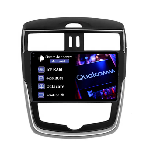 Tiida 2016-2020 - Navigatie dedicata Nissan Tiida 2016-2020, 4GB RAM 64GB ROM, Procesor Qualcomm Octacore, Android 14, Rezolutie 2K, Display QLED 9", DSP, Carplay&Android Auto, SIM