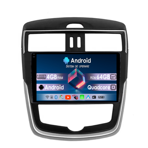Tiida 2016-2020 - Navigatie dedicata Nissan Tiida 2016-2020, 4GB RAM 64GB ROM, Quadcore, Android 14, Display QLED  9", DSP, Carplay&Android Auto, Suport camere AHD