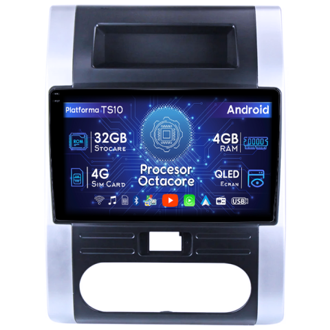X-Trail 2007-2015 - Navigatie dedicata Nissan X-Trail 2007-2015, 4GB RAM 32GB ROM, Octacore, Android 14, Display QLED 1K 10", DSP, Carplay&Android Auto, SIM 4G, Bluetooth, Ventilator Activ