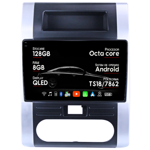 X-Trail 2007-2015 - Navigatie dedicata Nissan X-Trail 2007-2015, 8GB RAM 128GB ROM, Octacore, Platforma TS18, Android 14, Display QLED 10â, Suporta camera 360Âş, DSP, Carplay&Android Auto, SIM 4G, Ventilator Activ