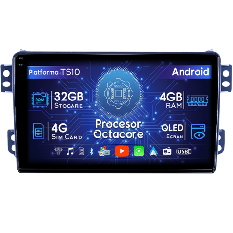 Agila - Navigatie dedicata Opel Agila 2007-2014/Suzuki Splash, 4GB RAM 32GB ROM, Octacore, Android 14, Display QLED 1K 9", DSP, Carplay&Android Auto, SIM 4G, Bluetooth, Ventilator Activ