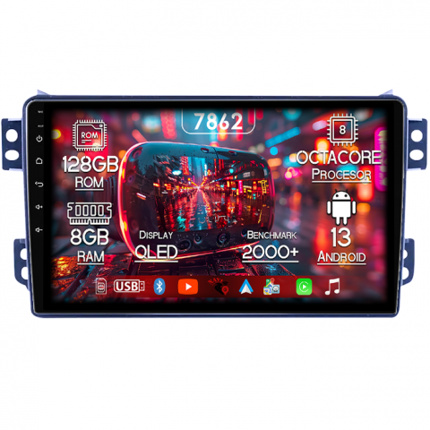Agila - Navigatie dedicata Opel Agila 2007-2014/Suzuki Splash, 8GB RAM 128GB ROM, Octacore, Platforma 7862,Android 13, Display QLED 9”, Suporta camera 360º, DSP, Carplay&Android Auto, SIM 4G, Ventilator Activ