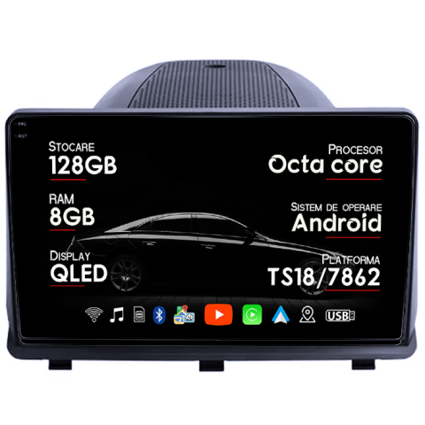 Navigatii Dedicate - Navigatie dedicata Opel Antara 2008-2013, 8GB RAM 128GB ROM, Octacore, Platforma TS18, Android 14, Display QLED 9", Suporta camera 360", DSP, Carplay&Android Auto, SIM 4G, Ventilator Activ