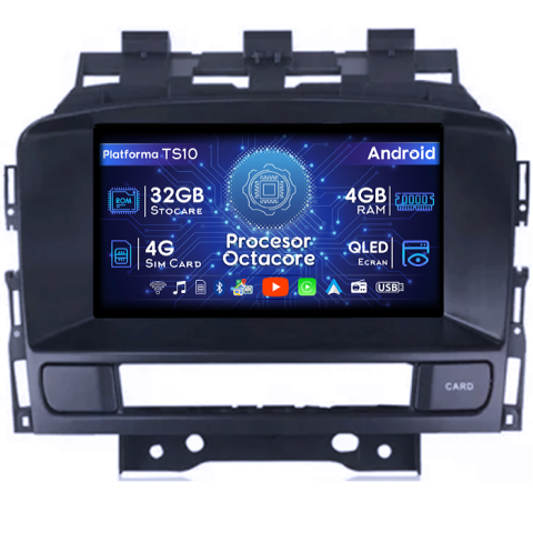 Opel - Navigatie dedicata Opel Astra J, 4GB RAM 32GB ROM, Octacore, Android 14, Display QLED 7", DSP, Carplay&Android Auto, SIM 4G, Bluetooth, Ventilator Activ