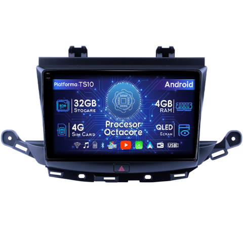 Astra K 2015+ Sedan - Navigatie dedicata Opel Astra K 2016-2020, 4GB RAM 32GB ROM, Octacore, Android 14, Display QLED  9", DSP, Carplay&Android Auto, SIM 4G, Bluetooth, Ventilator Activ