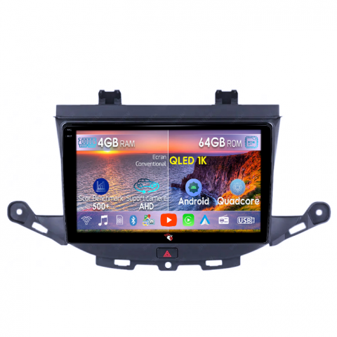 Astra K 2016-2020 - Navigatie dedicata Opel Astra K 2016-2020, 4GB RAM 64GB ROM, Octacore, Android 14, Display QLED 1K 9", Carplay&Android Auto, SIM 4G, Ventilator Activ