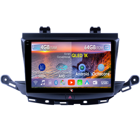 Astra K 2015+ Sedan - Navigatie dedicata Opel Astra K 2016-2020, 4GB RAM 64GB ROM, Octacore, Android 14, Display QLED  9", Carplay&Android Auto, SIM 4G, Ventilator Activ