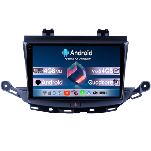 Astra K 2015+ Sedan - Navigatie dedicata Opel Astra K 2016-2020, 4GB RAM 64GB ROM, Quad Core, Display 9" QLED  Carplay, Android 14, Bluetooth, Magazin Play, Suport Camere AHD