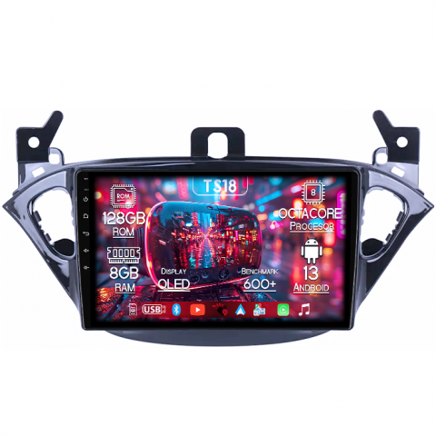Opel - Navigatie dedicata Opel Corsa 2014-2019, 8GB RAM 128GB ROM, Octacore, Platforma TS18, Android 13, Display QLED 9”, Suporta camera 360º, DSP, Carplay&Android Auto, SIM 4G, Ventilator Activ