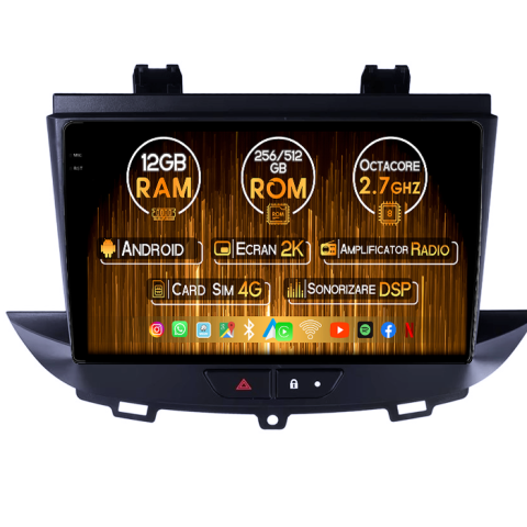Opel - Navigatie dedicata Opel Crossland/Grandland X 2017-2021, 12GB RAM 256GB ROM, Android 13, Rezolutie 2K, Display QLED, 9", DSP, Carplay, Android Auto, Internet, Youtube, Waze, Wi Fi, USB