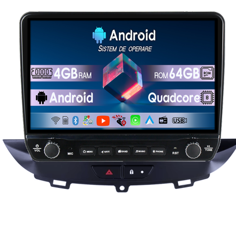 Navigatii Dedicate - Navigatie dedicata Opel Crossland/Grandland X 2017-2021 Tesla cu butoane rotative model 2024, 4GB RAM 64GB ROM, Procesor Quadcore, Android 14, Display QLED 10", DSP, Carplay&Android Auto