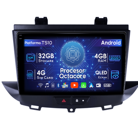 Crossland/Grandland X 2017-2021 - Navigatie dedicata Opel Crossland/Grandland X 2017-2021, 4GB RAM 32GB ROM, Octacore, Android 14, Display QLED 1K 9", DSP, Carplay&Android Auto, SIM 4G, Bluetooth, Ventilator Activ