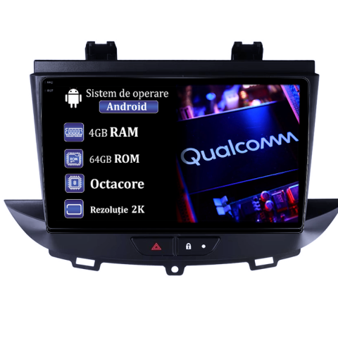 Crossland/Grandland X 2017-2021 - Navigatie dedicata Opel Crossland/Grandland X 2017-2021, 4GB RAM 64GB ROM, Procesor Qualcomm Octacore, Android 14, Rezolutie 2K, Display QLED 9", DSP, Carplay&Android Auto, SIM 4G